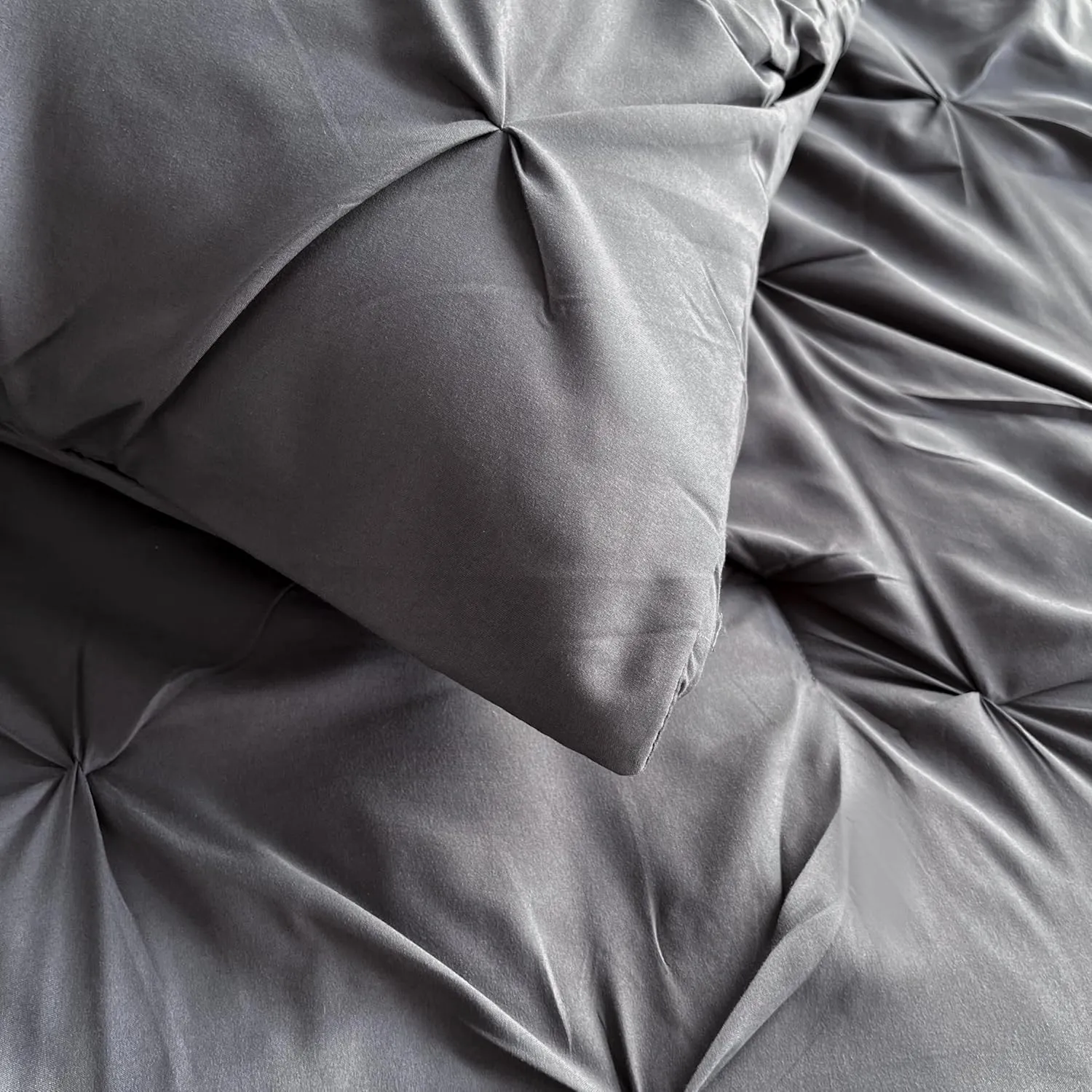 Maple&Stone Grey Comforter for Queen Size Bed, 7 Pieces Bed in a Bag Queen, Gray Comforter Set with Sheets, Pillowcases & Shams - Dark Grey