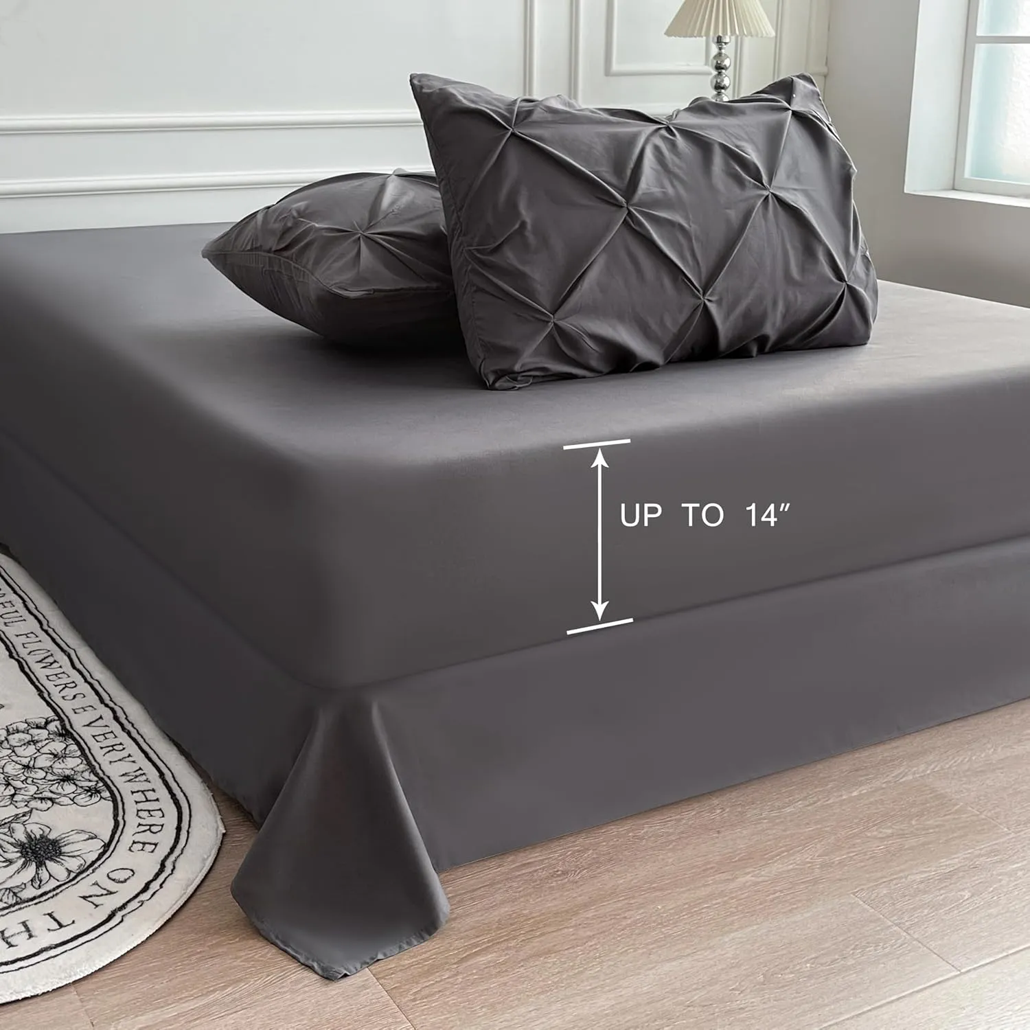 Maple&Stone Grey Comforter for Queen Size Bed, 7 Pieces Bed in a Bag Queen, Gray Comforter Set with Sheets, Pillowcases & Shams - Dark Grey