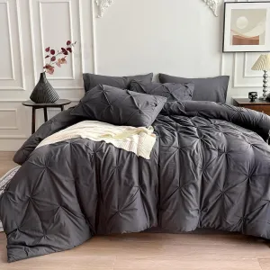 Maple&Stone Grey Comforter for Queen Size Bed, 7 Pieces Bed in a Bag Queen, Gray Comforter Set with Sheets, Pillowcases & Shams - Dark Grey
