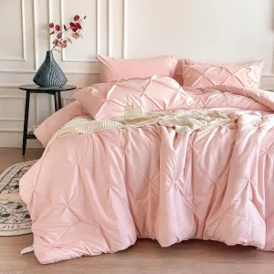 Maple&Stone King Size Comforter Set, 7 Pieces King Bedding Set, Pintuck Bed in a Bag Bed Set with Comforter, Sheets, Pillowcases & Shams - Pink
