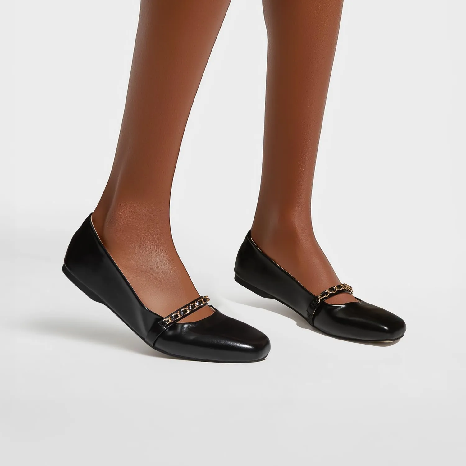 Mary Jane Flats;Square Toe Metal Chain Flats;Tweed Fabric Delicate and Elegant Women Shoes