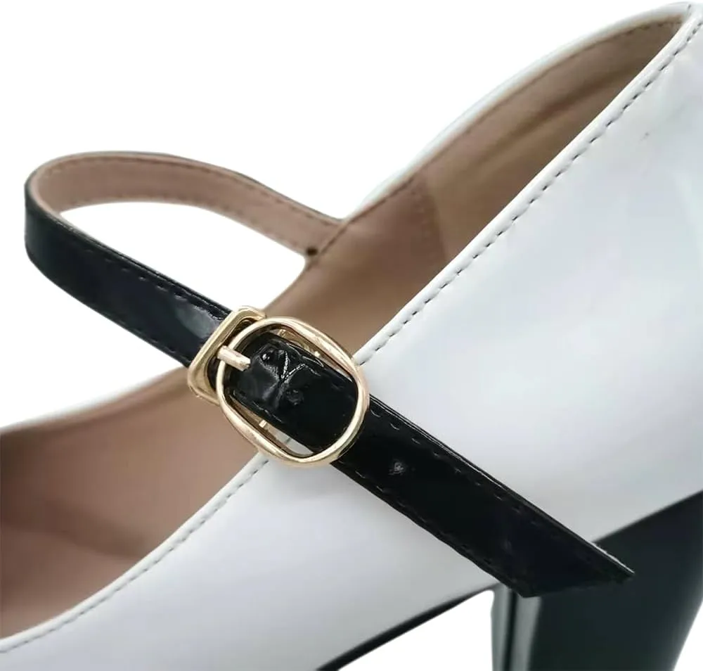 Mary Jane Heels for Women Lolita Pumps Platform Cute Comfy Bow Decor Mixed Colours JK Cosplay Strappy Shoes