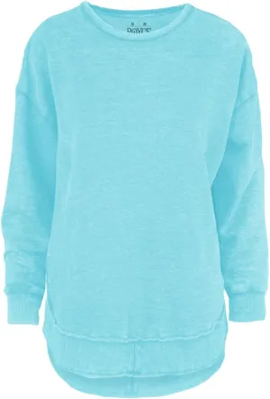Melange Poncho Fleece: Long Sleeve Crew Neck Hi-Lo Round Bottom