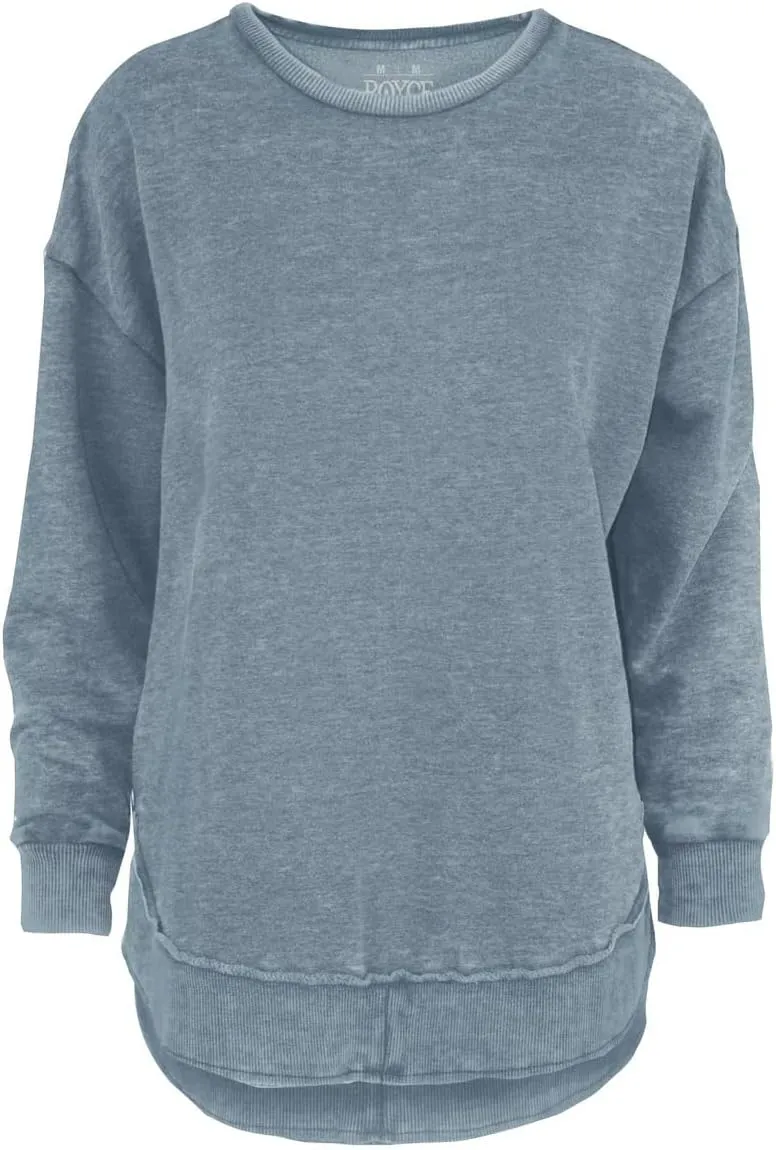 Melange Poncho Fleece: Long Sleeve Crew Neck Hi-Lo Round Bottom