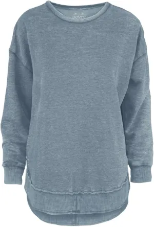 Melange Poncho Fleece: Long Sleeve Crew Neck Hi-Lo Round Bottom