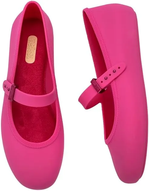 Melissa Soft Ballerina Collection - Seasonless Flats for Women - Classic Ballet Style with Adjustable Strap - Light-as-Air PVC Construction - Soft Foam Insole - Bubblegum Scent