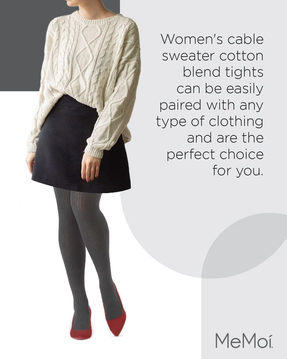 MeMoi Boston Ribbed Cotton Tights for Women, Cozy and Warm Durable Sweater Tights - Sizes Small to Queen 2
