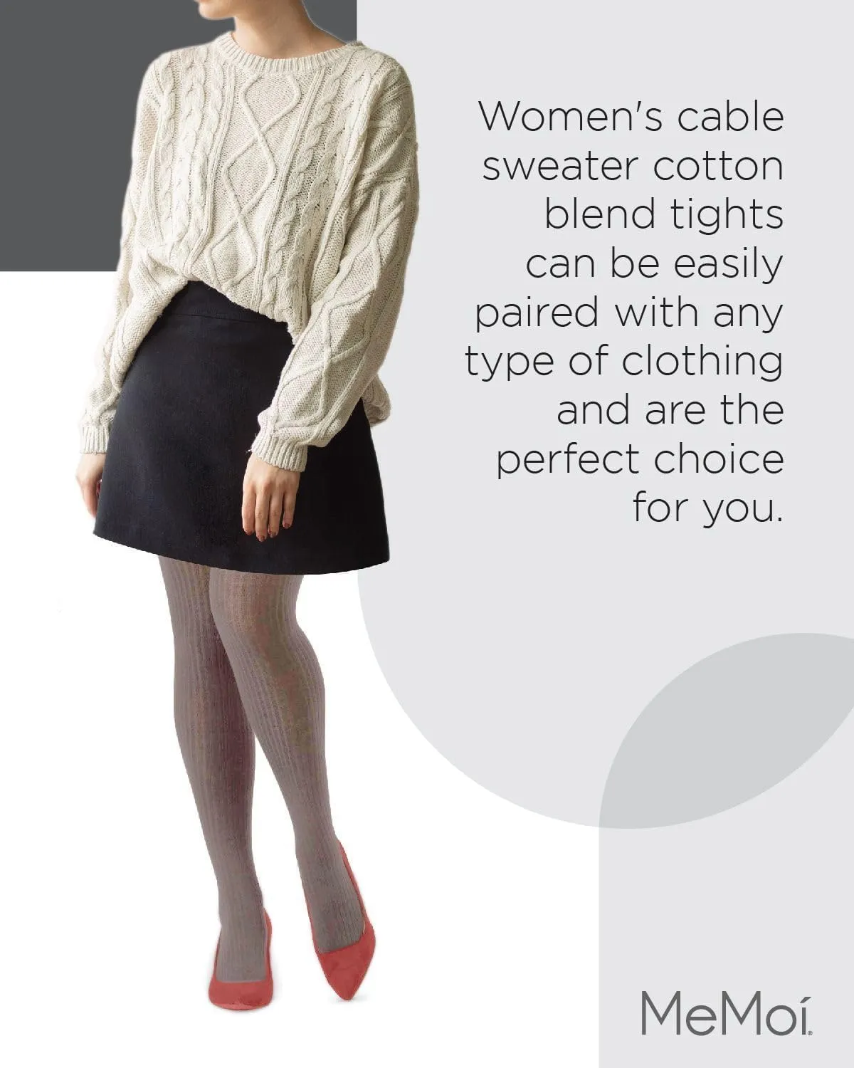 MeMoi Boston Ribbed Cotton Tights for Women, Cozy and Warm Durable Sweater Tights - Sizes Small to Queen 2