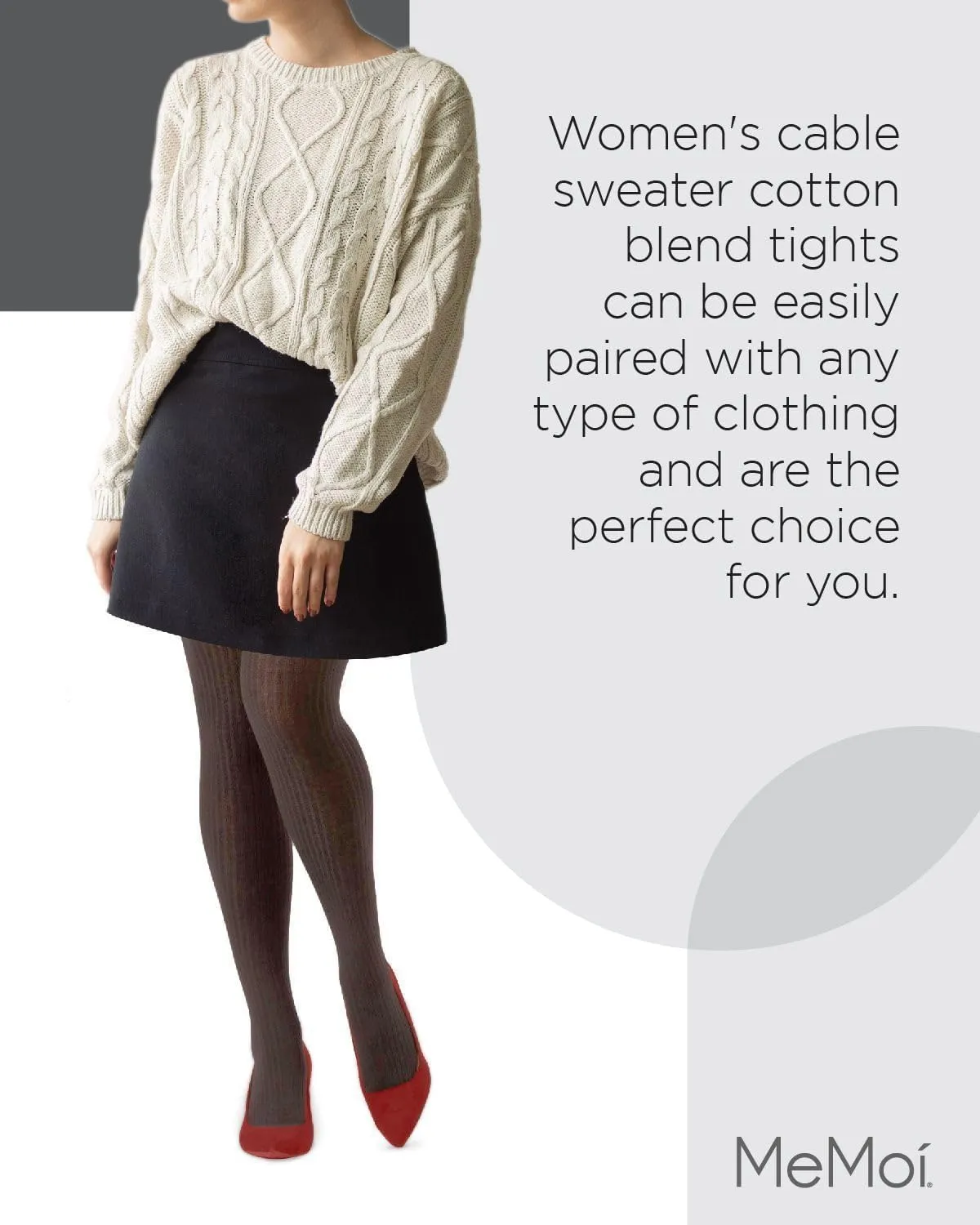 MeMoi Boston Ribbed Cotton Tights for Women, Cozy and Warm Durable Sweater Tights - Sizes Small to Queen 2