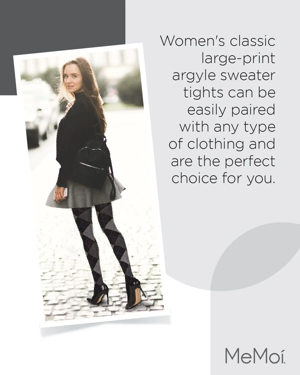 MeMoi Classic Argyle Cotton Tights for Women, Cozy and Stlylish Patterned Sweater Tights - Sizes Small to 6x