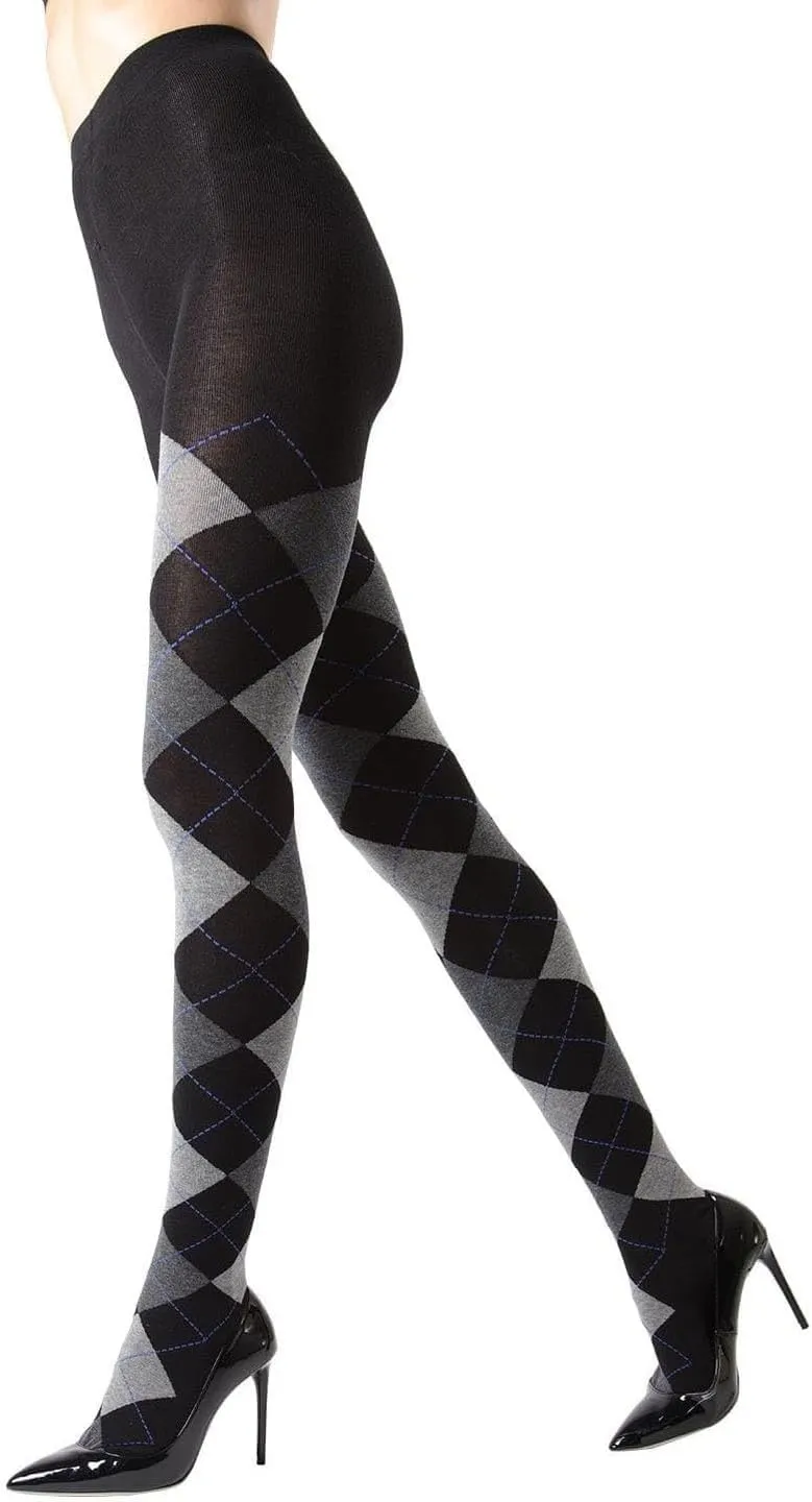 MeMoi Classic Argyle Cotton Tights for Women, Cozy and Stlylish Patterned Sweater Tights - Sizes Small to 6x