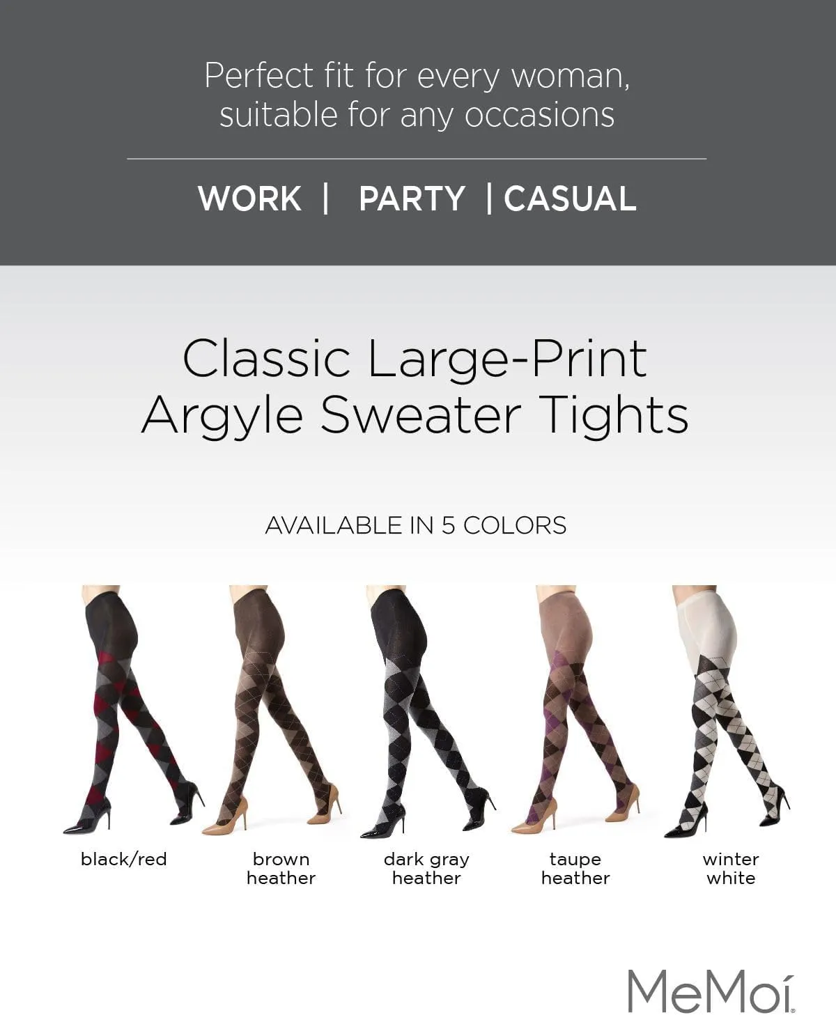 MeMoi Classic Argyle Cotton Tights for Women, Cozy and Stlylish Patterned Sweater Tights - Sizes Small to 6x
