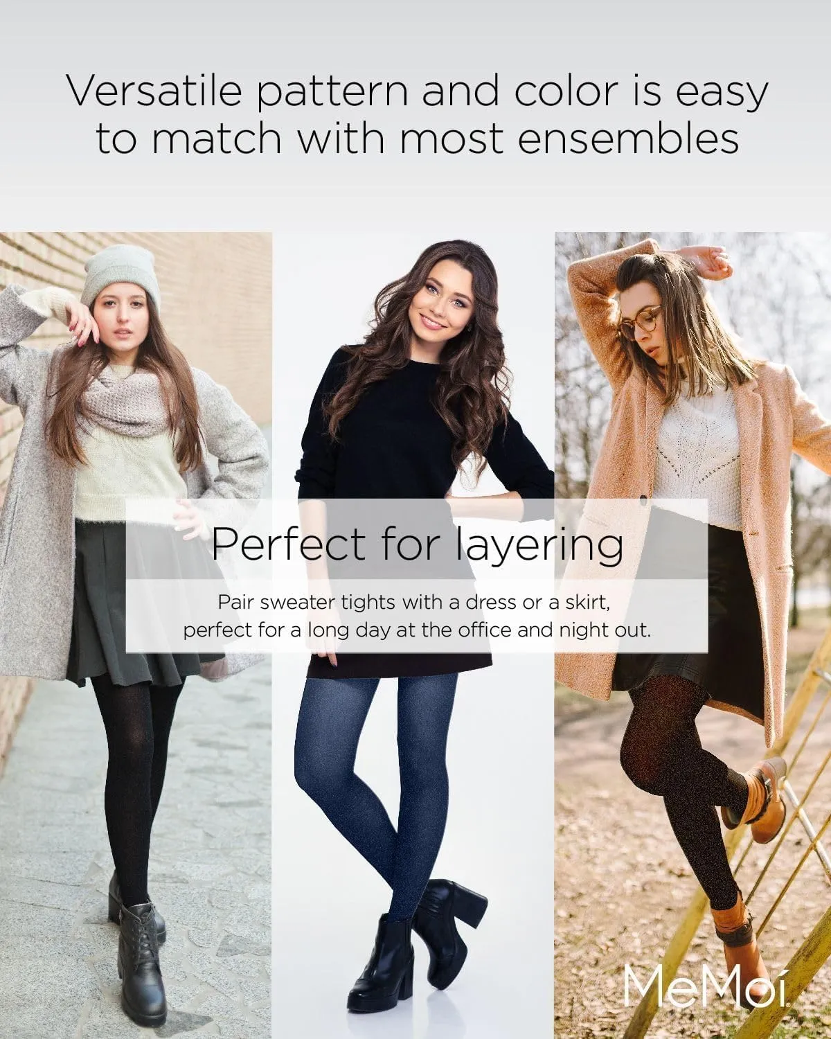 MeMoi Juneau Diamonds Cotton Tights for Women, Cozy and Elegant Sweater Tights - Sizes Small to X-Large