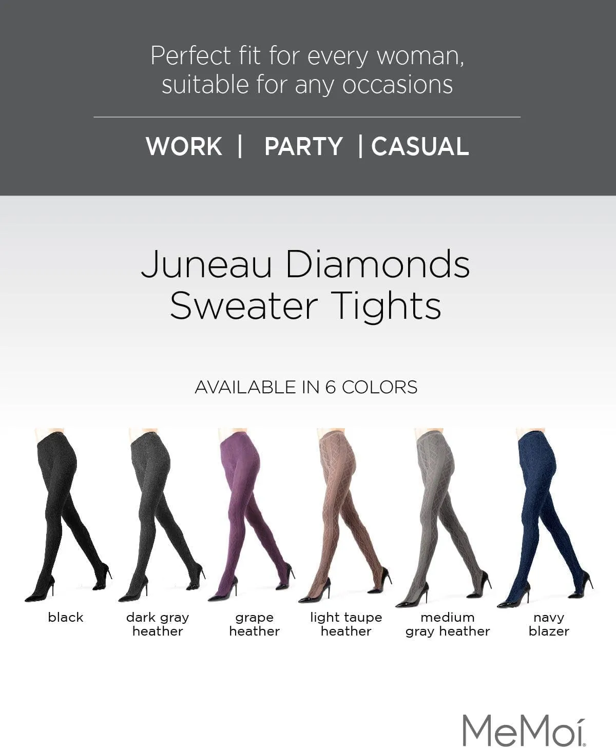 MeMoi Juneau Diamonds Cotton Tights for Women, Cozy and Elegant Sweater Tights - Sizes Small to X-Large