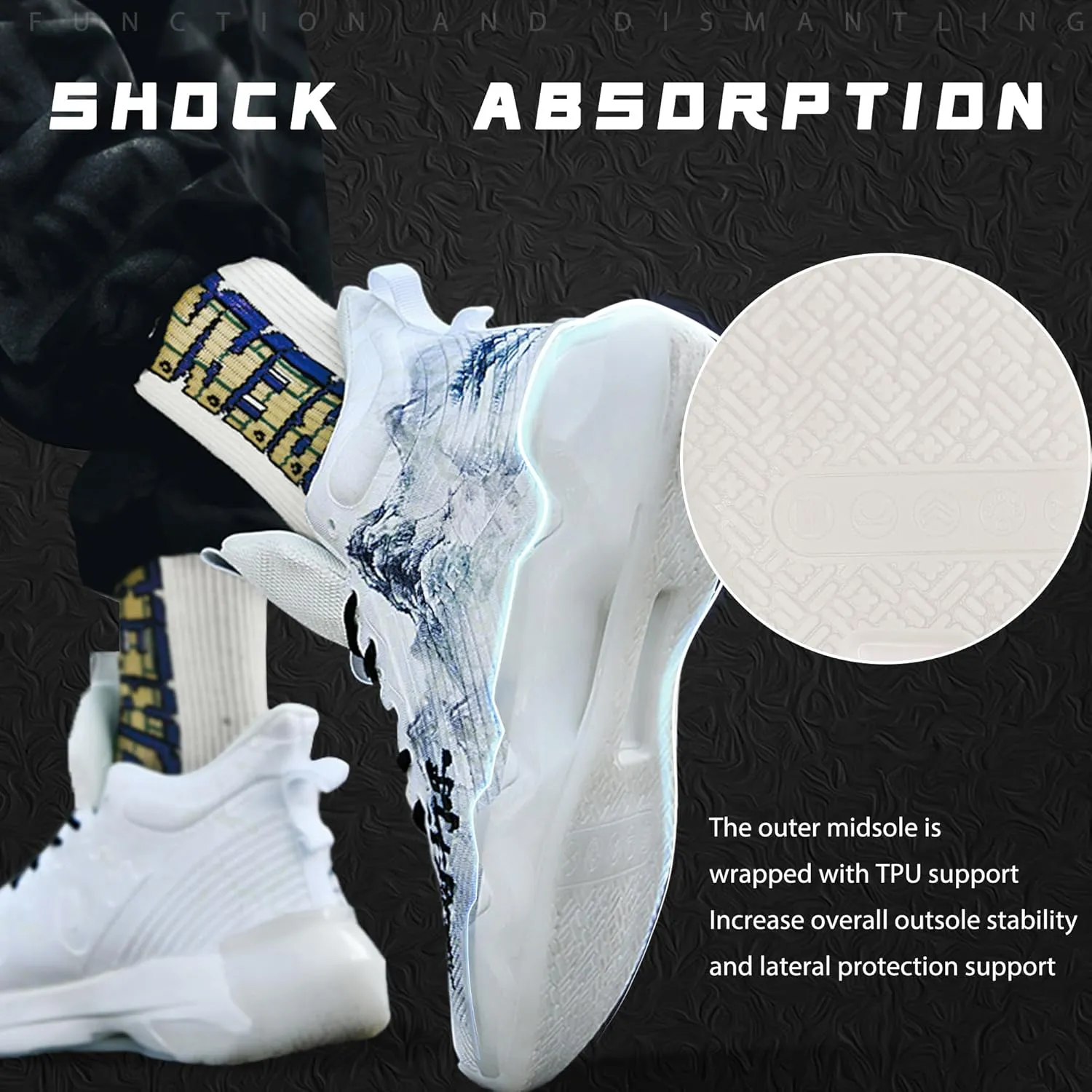 Men Graffiti Basketball Shoes High-Top Sports Shoes Anti-Slip Rubber Soles Indoor Outdoor Sports Running Training Streetwear