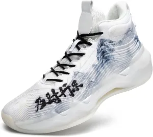 Men Graffiti Basketball Shoes High-Top Sports Shoes Anti-Slip Rubber Soles Indoor Outdoor Sports Running Training Streetwear