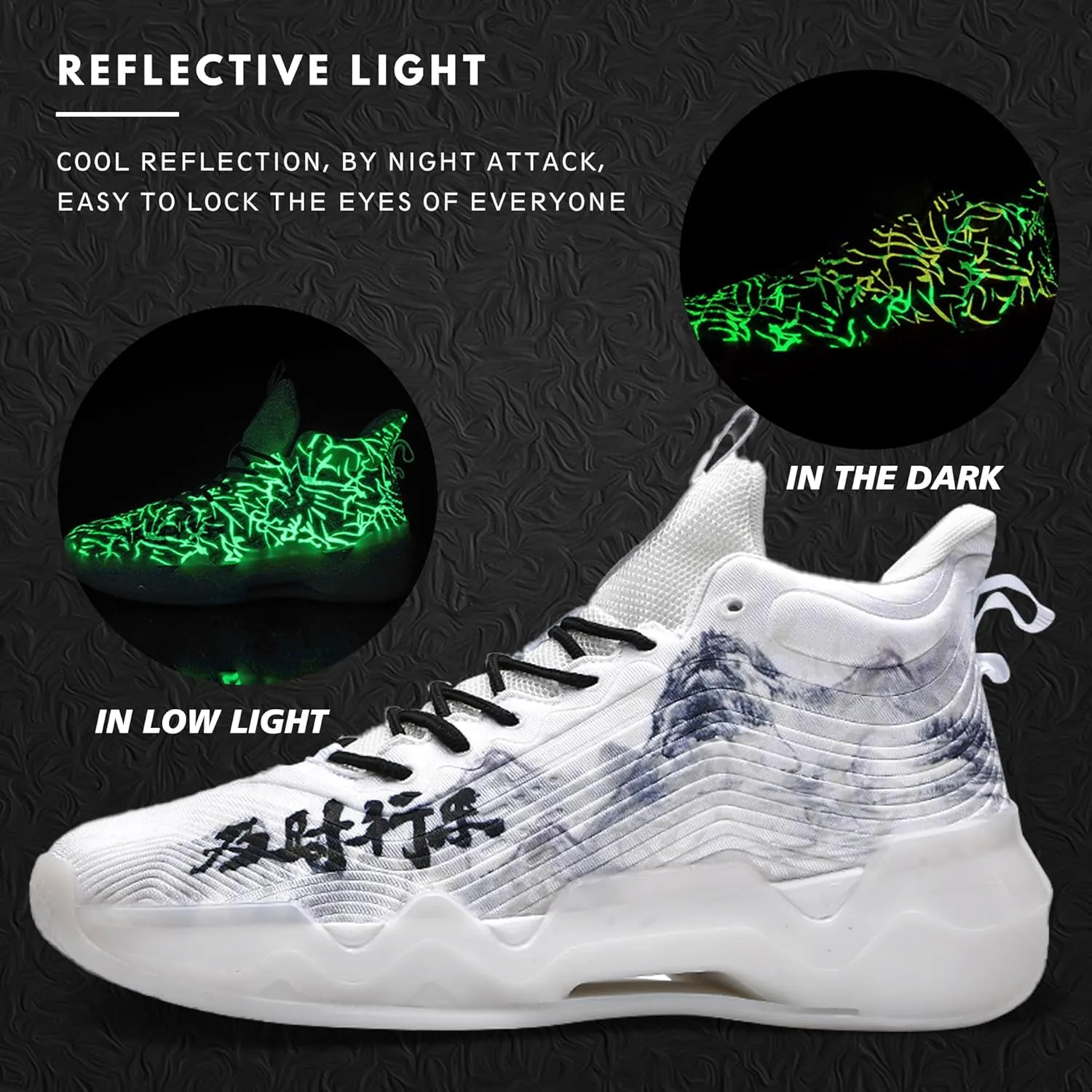 Men Graffiti Basketball Shoes High-Top Sports Shoes Anti-Slip Rubber Soles Indoor Outdoor Sports Running Training Streetwear