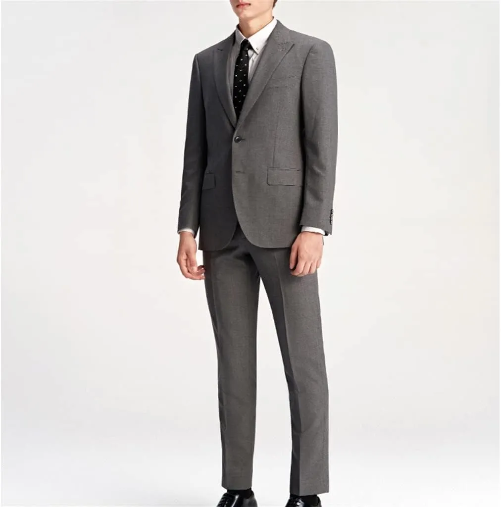 Men Suits Male Gray Men's Suit Set Business Casual Formal Suit Male Work Groom Wedding Suit Blazers
