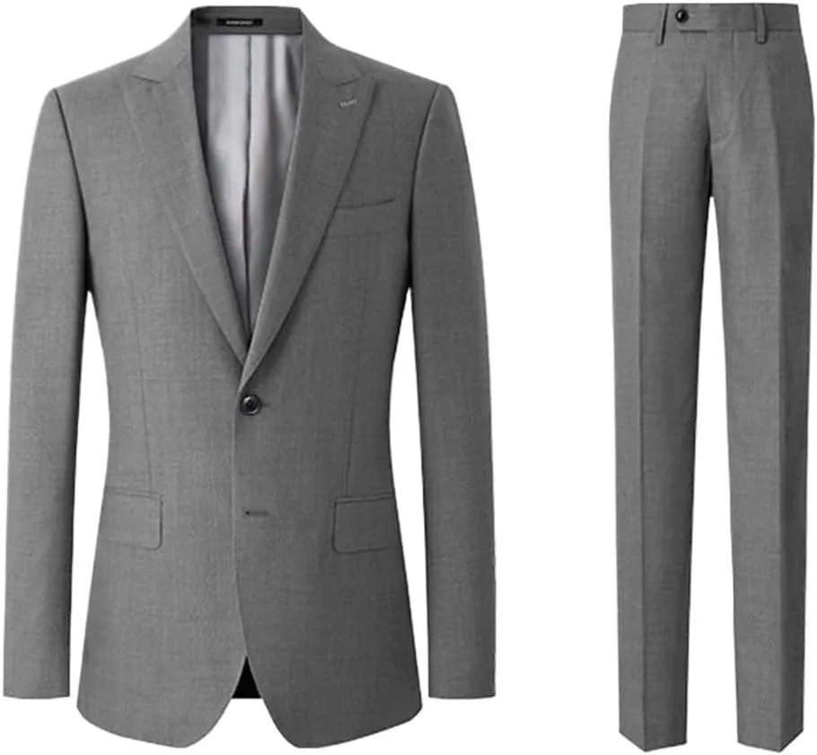 Men Suits Male Gray Men's Suit Set Business Casual Formal Suit Male Work Groom Wedding Suit Blazers