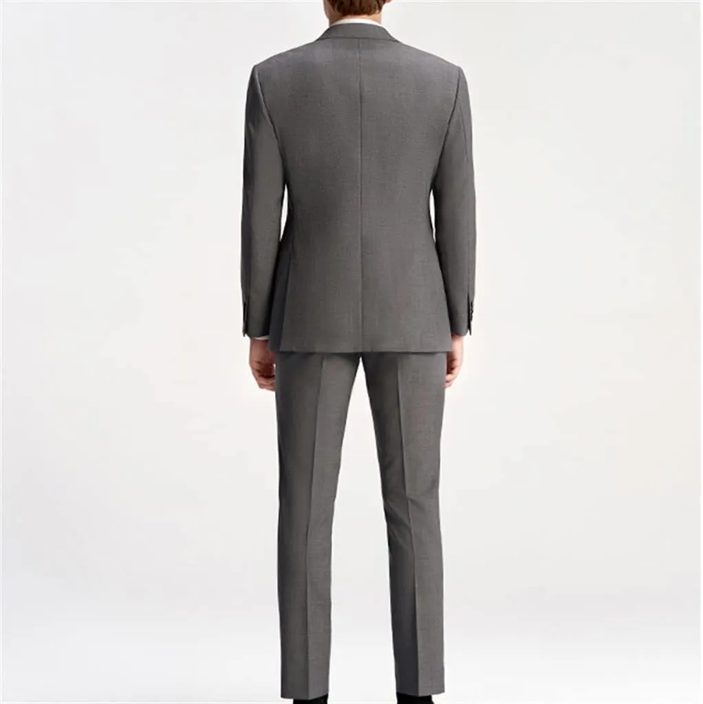 Men Suits Male Gray Men's Suit Set Business Casual Formal Suit Male Work Groom Wedding Suit Blazers