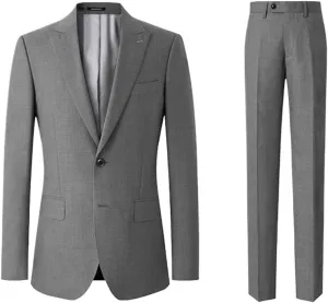 Men Suits Male Gray Men's Suit Set Business Casual Formal Suit Male Work Groom Wedding Suit Blazers
