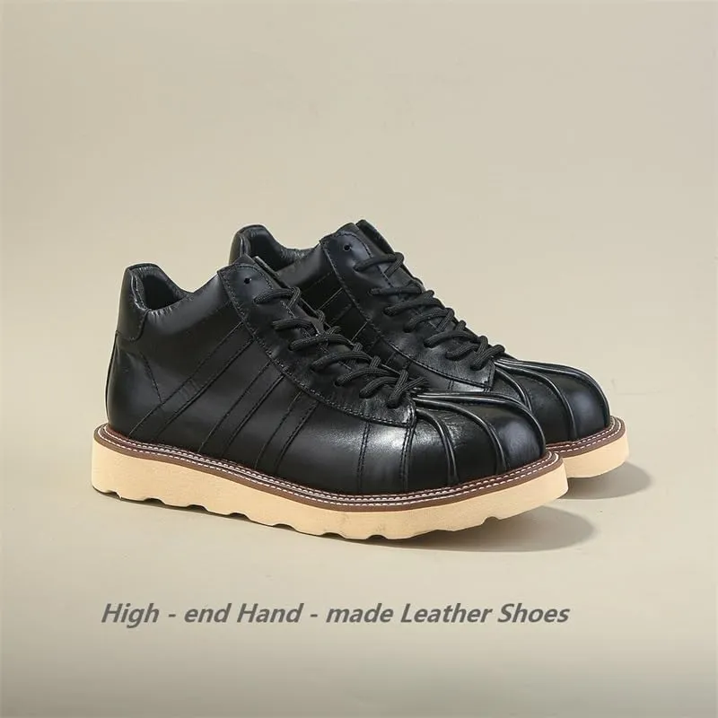 Men's Autumn Winter Vintage Casual High-top Boots British Versatile Leather Shoes Work Boots Shell Suitable for Business Offices