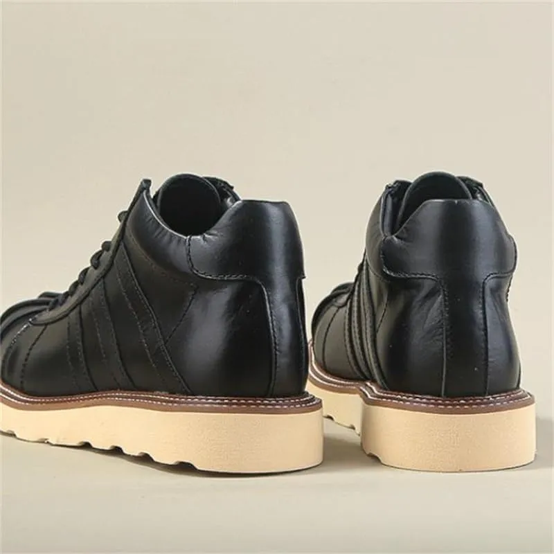Men's Autumn Winter Vintage Casual High-top Boots British Versatile Leather Shoes Work Boots Shell Suitable for Business Offices