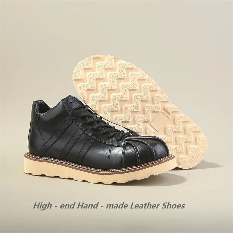 Men's Autumn Winter Vintage Casual High-top Boots British Versatile Leather Shoes Work Boots Shell Suitable for Business Offices