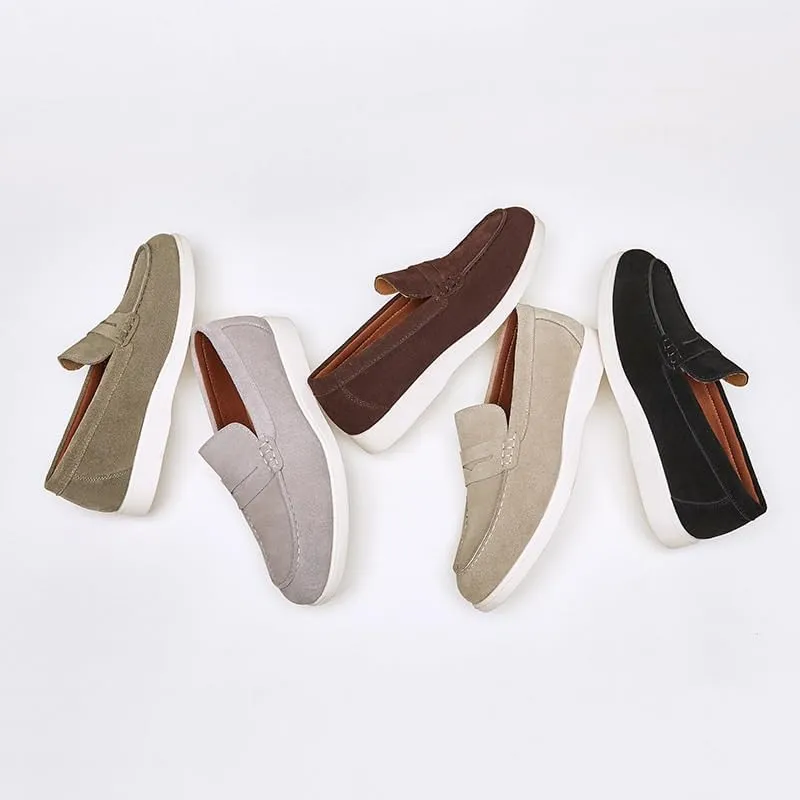 Men's British-Style Velvet Frosted Loafers -Foot Loafers Foot Cover Casual Shoes High Elasticity Breathable and Soft Suitable for Driving Running Sports Business Work(OneColor,9)