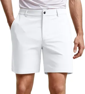 Men's Casual Chino Shorts Comfort Stretch Classic-Fit Flat Front Solid Summer Beach Shorts