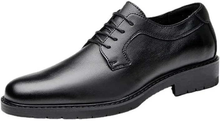 Men's Casual Lace-up Formal Leather Shoes Height-Enhancing Comfortable Versatile Suitable for Banquet Office Daily Travel Soft Sole Non-Slip