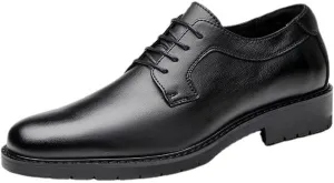 Men's Casual Lace-up Formal Leather Shoes Height-Enhancing Comfortable Versatile Suitable for Banquet Office Daily Travel Soft Sole Non-Slip