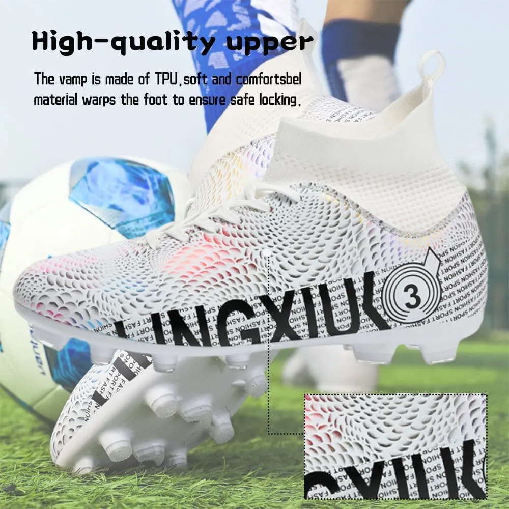 Men's Football Boots Spikes High Top Unisex Outdoor/Indoor Training Sneakers - Lawn Outdoor Youth Football Boots