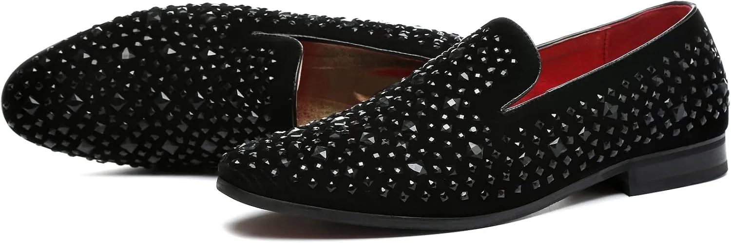 Men's Glitter Loafers Slip on Leather Wedding Party Dress Penny Smoking Sparkly Shoes