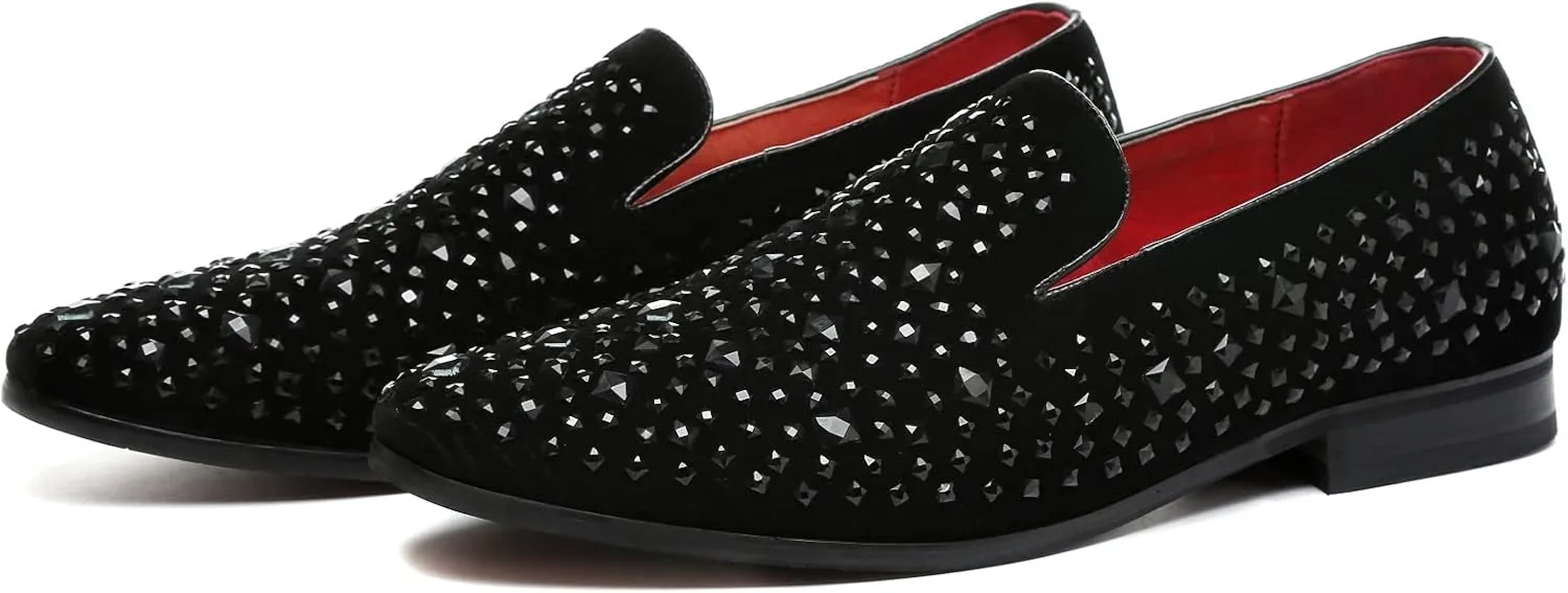 Men's Glitter Loafers Slip on Leather Wedding Party Dress Penny Smoking Sparkly Shoes