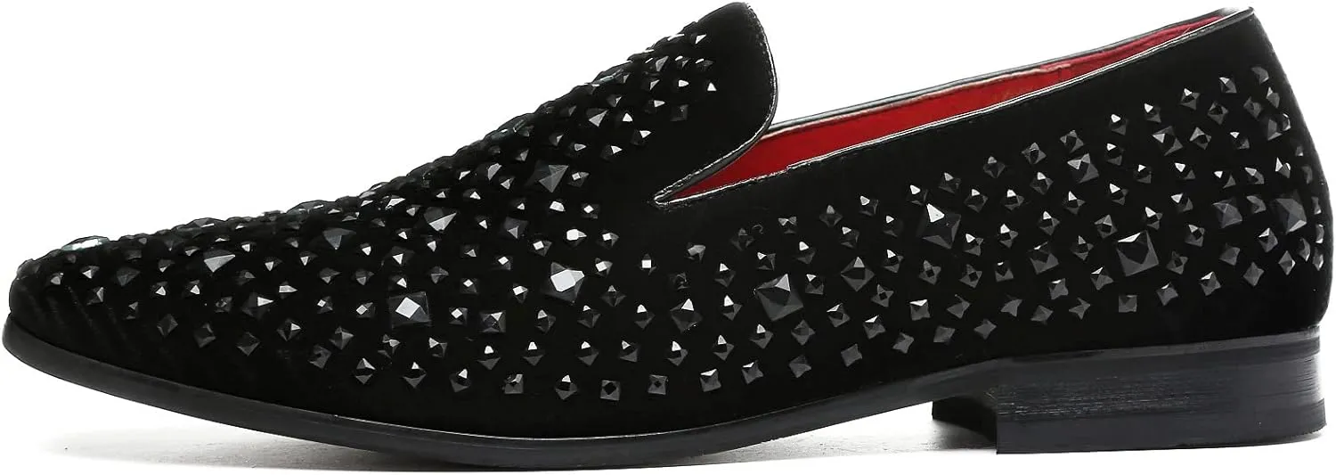 Men's Glitter Loafers Slip on Leather Wedding Party Dress Penny Smoking Sparkly Shoes
