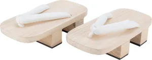 Men's Japanese Double Toothed Wooden Clogs Versatile Summer White woodwooden Slippers COS Elevated Thick Sole Shoes Clogs