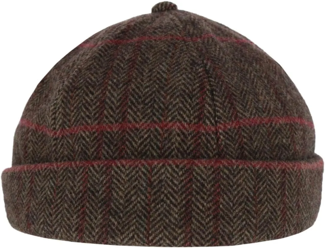 Men's Plaid Retro Rolled Cuff Fisherman Wool Cap