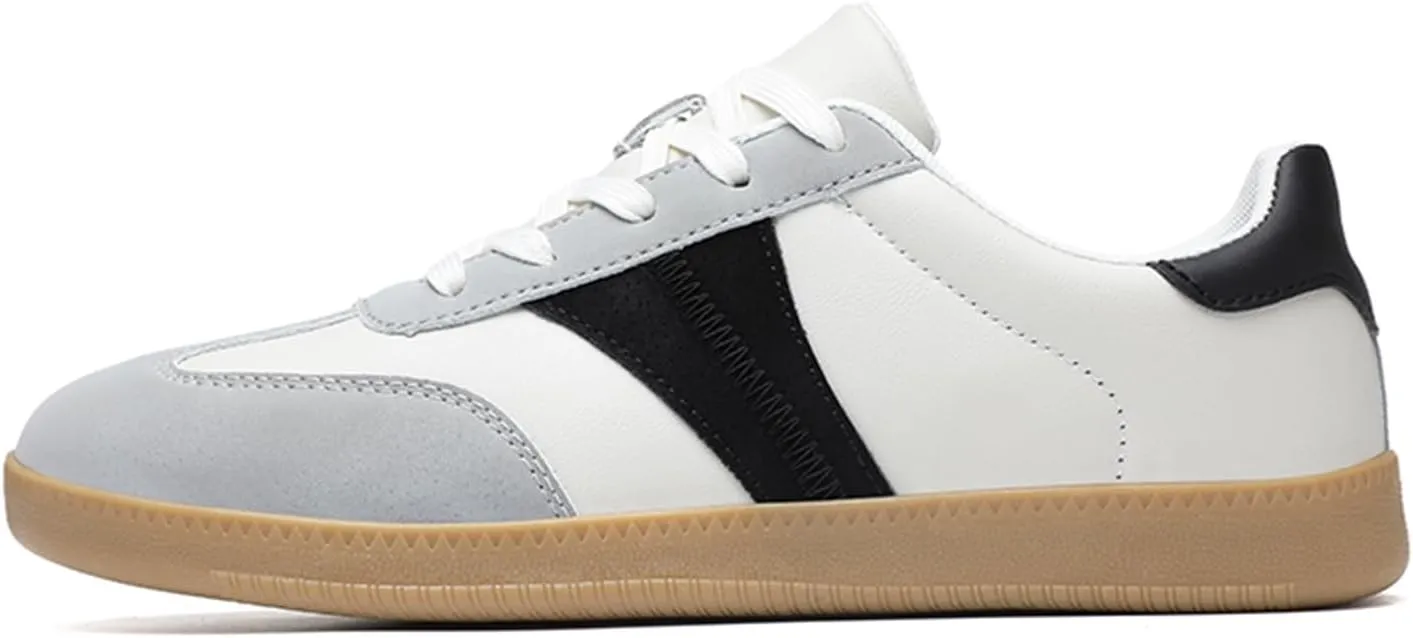 Mens Retro Skateboarding Shoes with Flats Bottom Anti-Slip Lightweight Water-Proof Wear-Resistant Outdoor Leather Sneakers Fashional Board Skate Athletic Training Sports