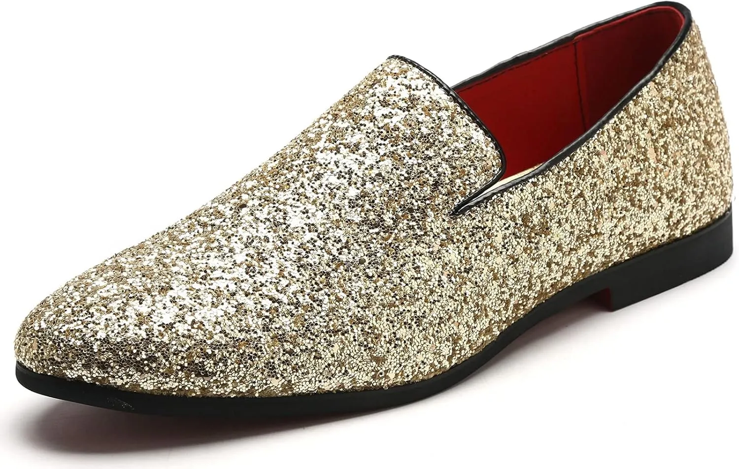 Mens Smoking Sparkling Slipper Metallic Sequins Textured Glitter Tuxedo Slip-on Prom Loafers Luxury Wedding Dress Shoes