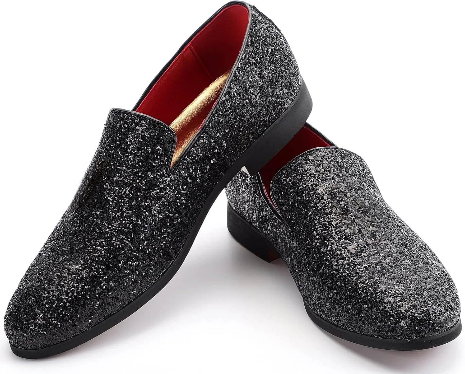 Mens Smoking Sparkling Slipper Metallic Sequins Textured Glitter Tuxedo Slip-on Prom Loafers Luxury Wedding Dress Shoes