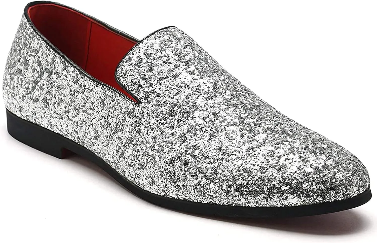 Mens Smoking Sparkling Slipper Metallic Sequins Textured Glitter Tuxedo Slip-on Prom Loafers Luxury Wedding Dress Shoes