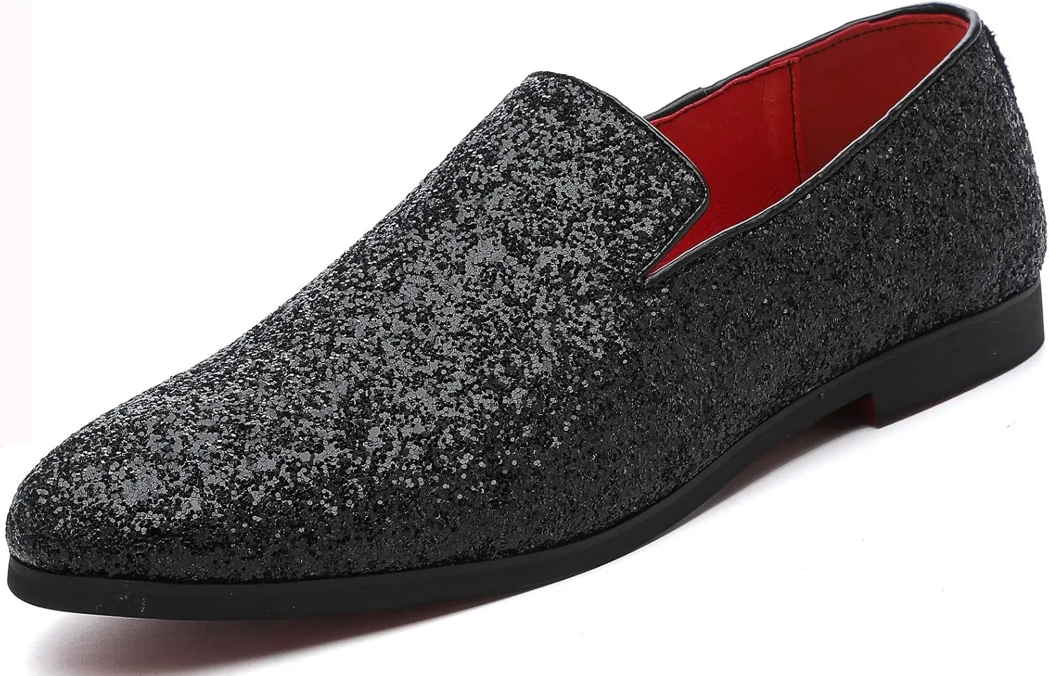 Mens Smoking Sparkling Slipper Metallic Sequins Textured Glitter Tuxedo Slip-on Prom Loafers Luxury Wedding Dress Shoes
