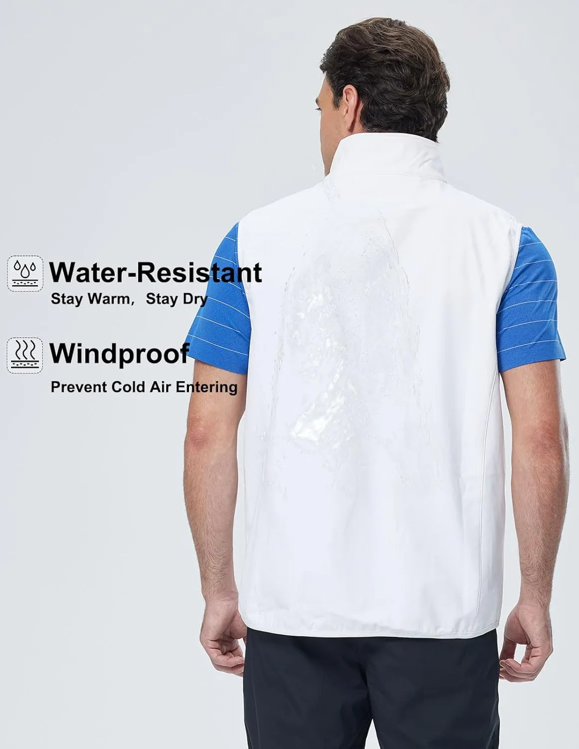 Men's Softshell Vest Fleece-Lined Windproof Sleeveless Jacket for Travel Hiking Fishing Running Golf