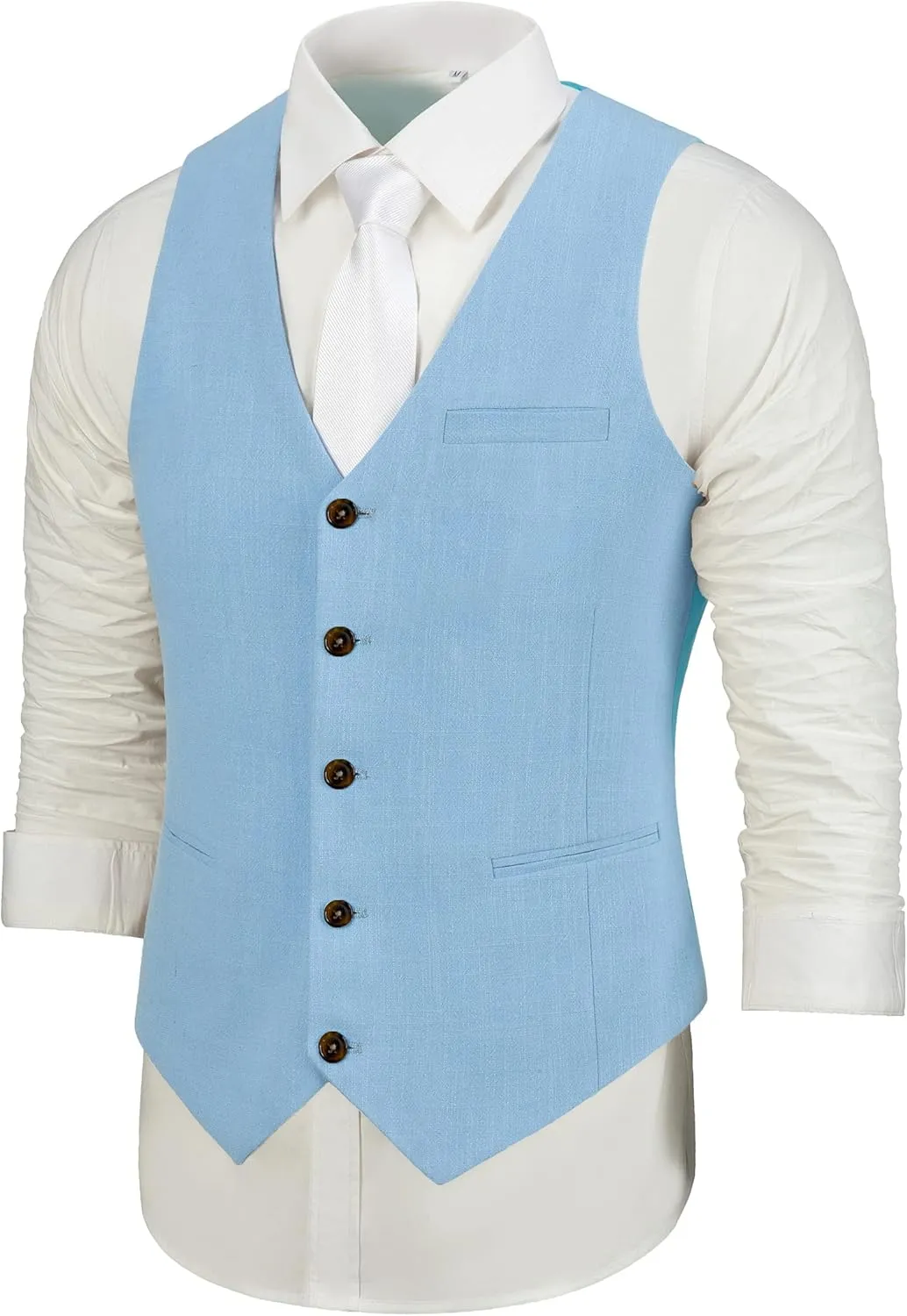 Mens Suit Set Linen Beach Wedding Two Pieces Formal Elegant Summer Prom Dinner Vests Pants for Men