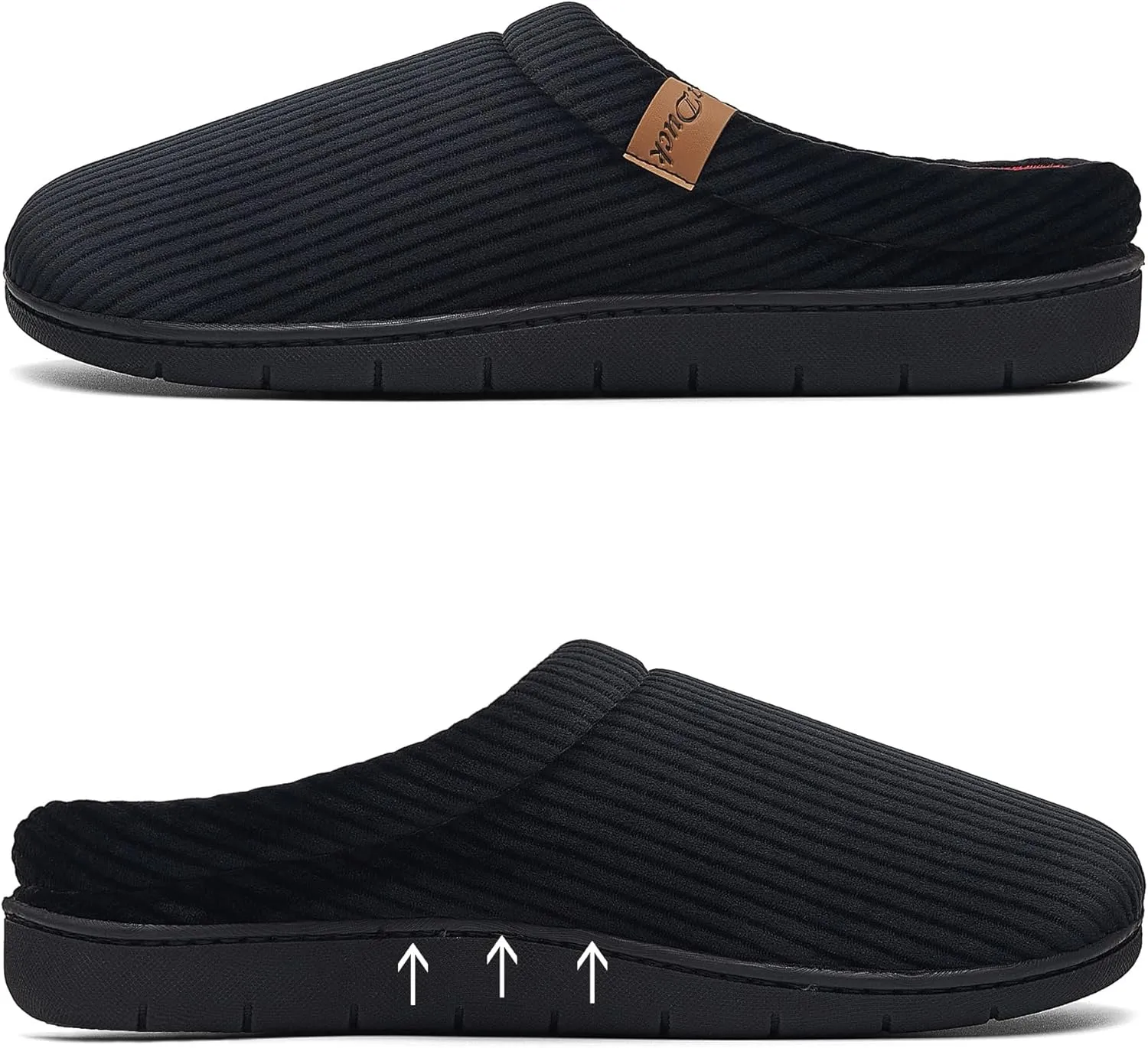 Men's Two-Tone Slippers with Arch Support Slip-On Warm House Shoes Cozy Memory Foam Indoor/Outdoor Breathable Slipper