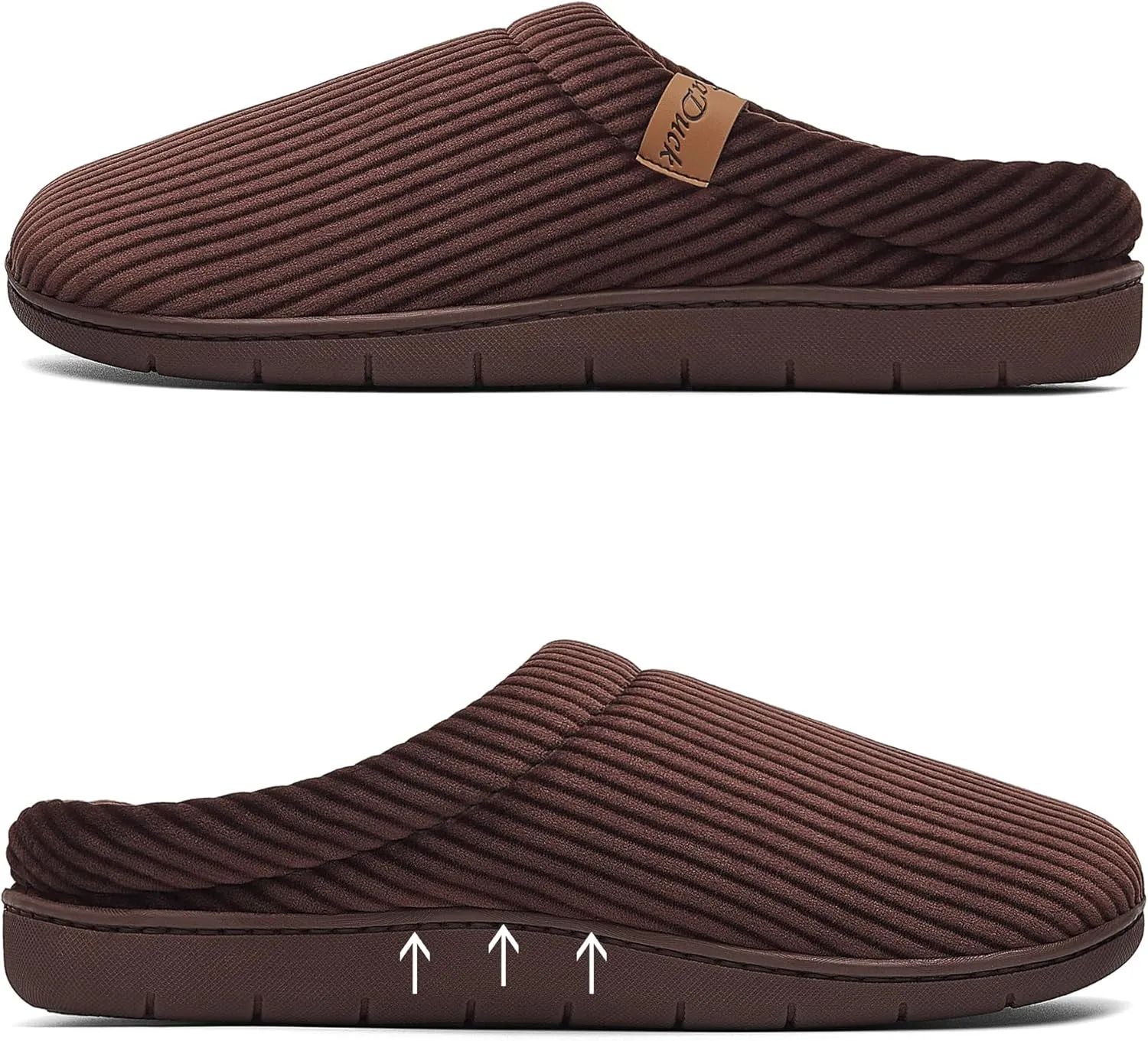 Men's Two-Tone Slippers with Arch Support Slip-On Warm House Shoes Cozy Memory Foam Indoor/Outdoor Breathable Slipper