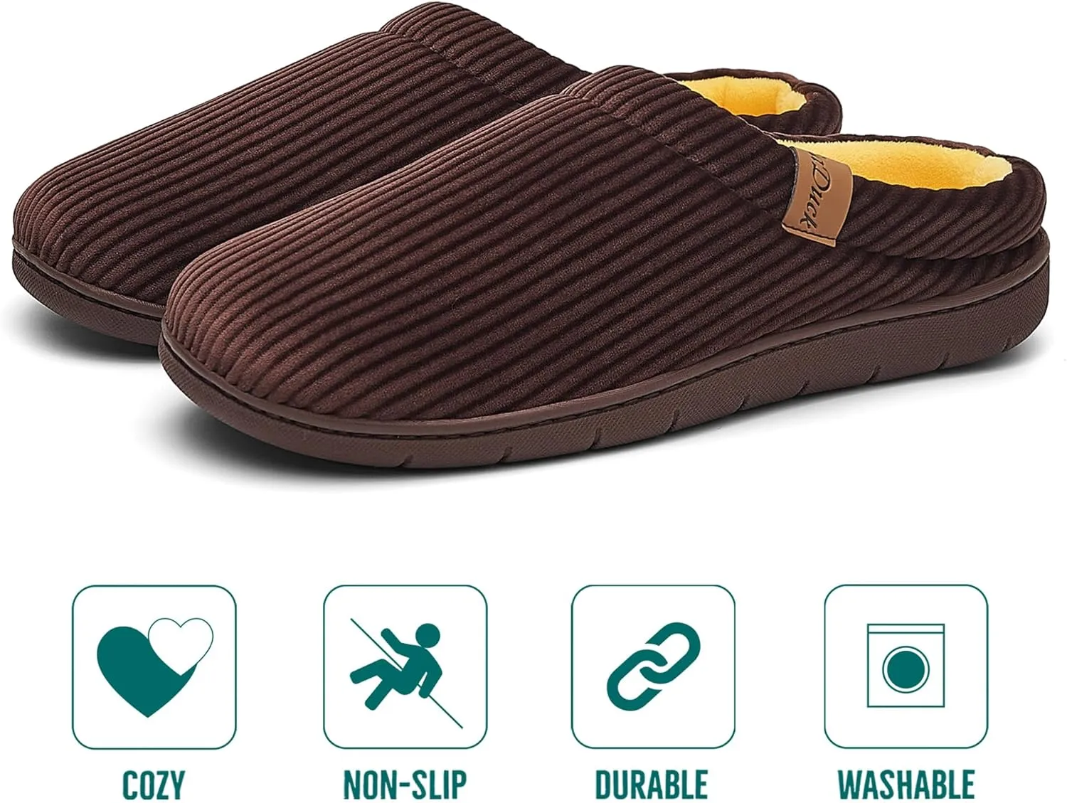 Men's Two-Tone Slippers with Arch Support Slip-On Warm House Shoes Cozy Memory Foam Indoor/Outdoor Breathable Slipper