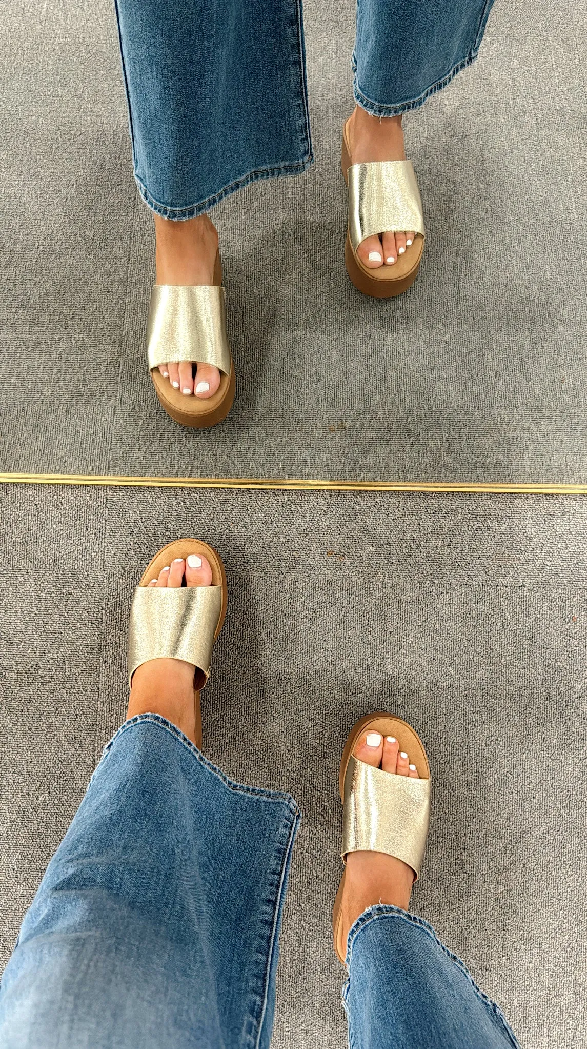 Metallic Gold Platform Sandal