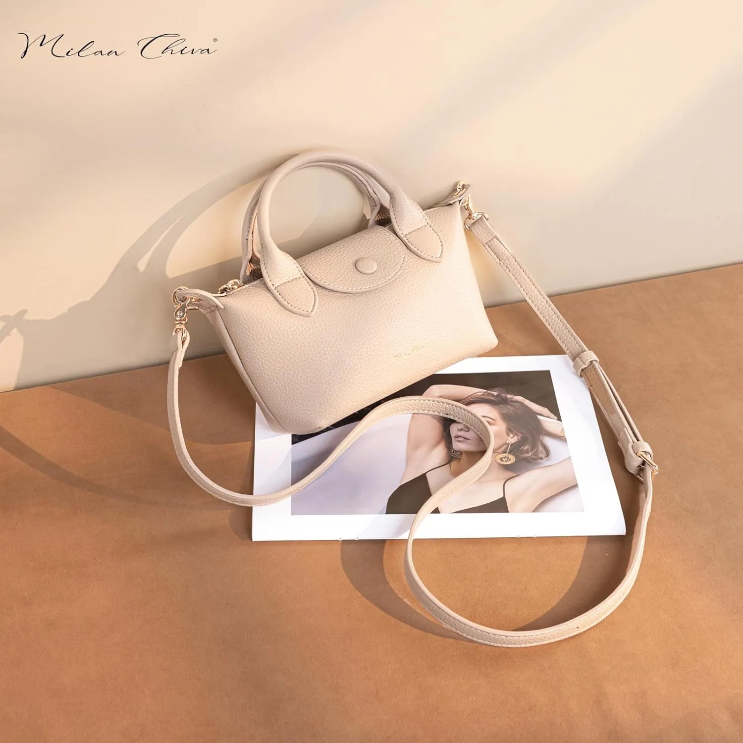 Milan Chiva Mini Crossbody Bag for Women Chic Elegant Satchel Small Top Handle Purse Lightweight